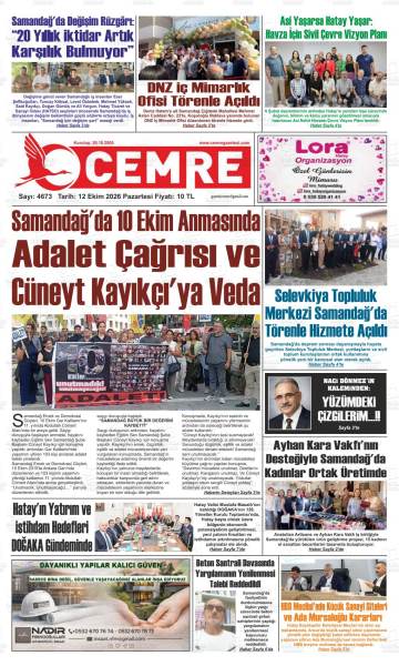 Cemre gazetesi ilk sayfası