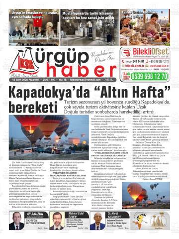 Ürgüp Haber gazetesi ilk sayfası