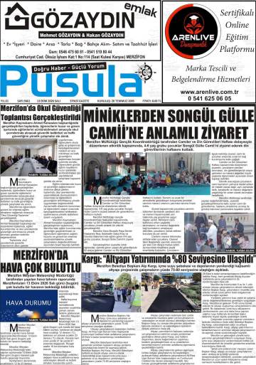 Pusula gazetesi ilk sayfası