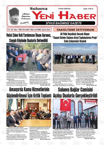 Suluova Yeni Haber gazetesi ilk sayfası