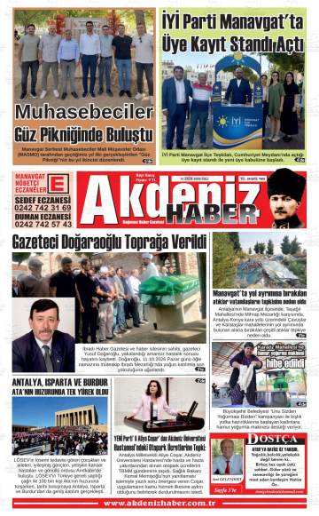 Akdeniz Haber gazetesi ilk sayfası