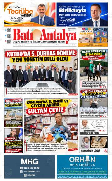 Batı Antalya gazetesi ilk sayfası