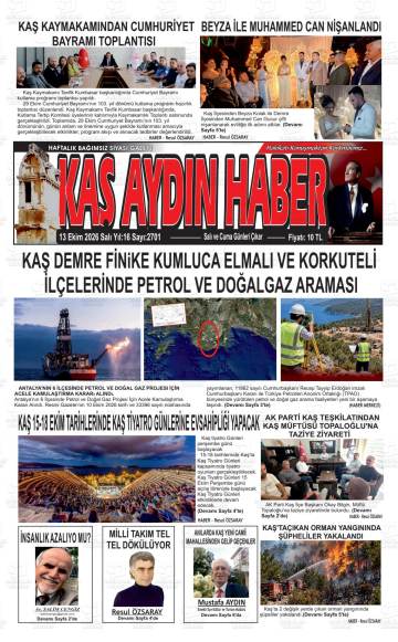 Kaş Aydın Haber gazetesi ilk sayfası