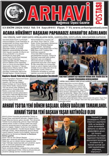Arhavi Postası gazetesi ilk sayfası