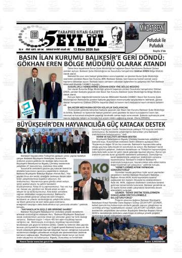 5 Eylül gazetesi ilk sayfası