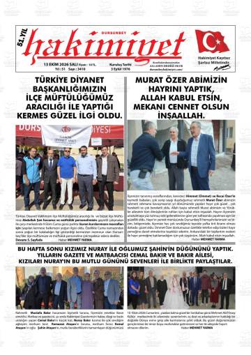 Dursunbey Hakimiyet gazetesi ilk sayfası