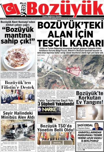 Yeni Bozüyük gazetesi ilk sayfası