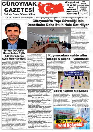 Güroymak gazetesi ilk sayfası