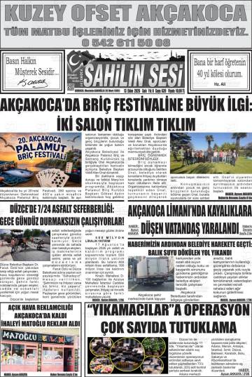 Akçakoca Sahilin Sesi gazetesi ilk sayfası