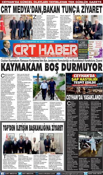 Crt Haber gazetesi ilk sayfası