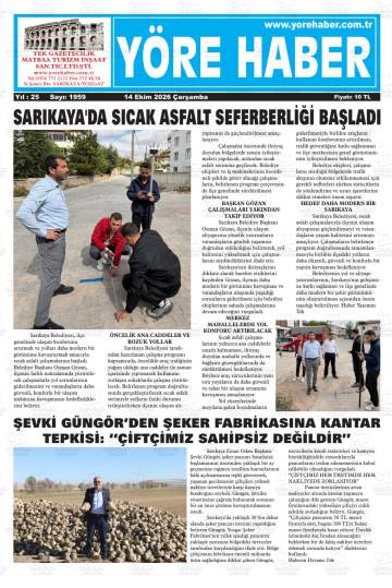 Yöre Haber gazetesi ilk sayfası