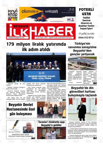 Beyşehir İlk Haber gazetesi ilk sayfası