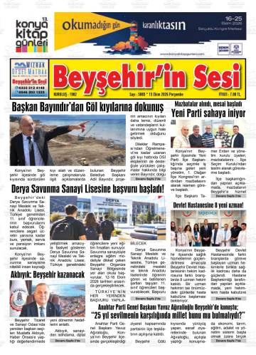 Beyşehir'in Sesi gazetesi ilk sayfası