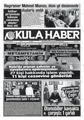 Kula Haber gazetesi ilk sayfası