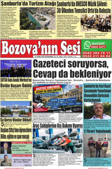 Bozova'nın Sesi gazetesi ilk sayfası