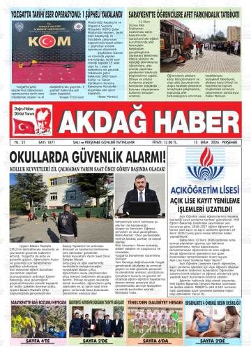 Akdağ Haber gazetesi ilk sayfası