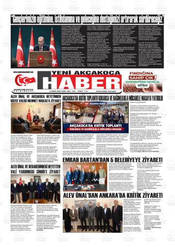 Yeni Akçakoca Haber gazetesi ilk sayfası