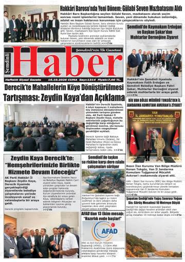 Şemdinli Haber gazetesi ilk sayfası