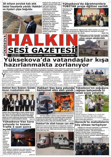 Yüksekova Halkın Sesi gazetesi ilk sayfası