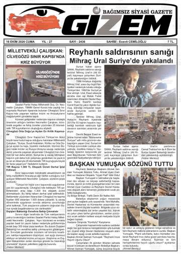 Gizem gazetesi ilk sayfası