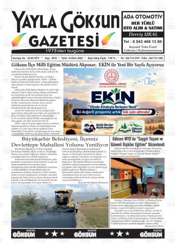 Yayla Göksun gazetesi ilk sayfası