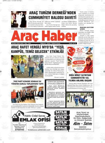 Araç Haber gazetesi ilk sayfası