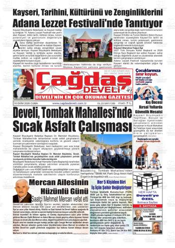 Çağdaş Develi gazetesi ilk sayfası
