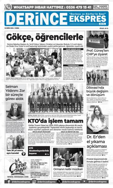 Derince Ekspres gazetesi ilk sayfası