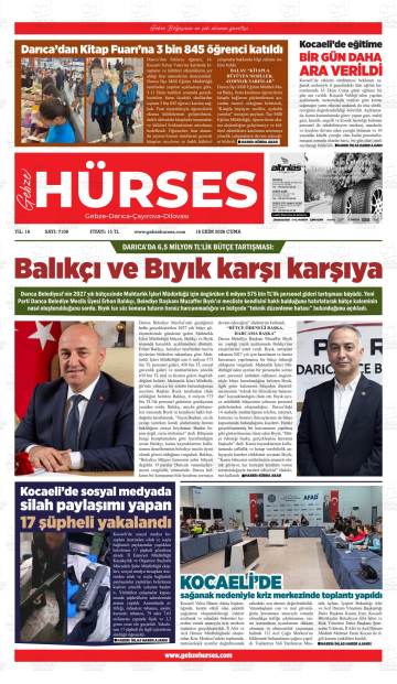Gebze Hürses gazetesi ilk sayfası