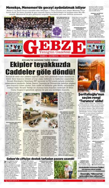 Gebze Yenigün gazetesi ilk sayfası