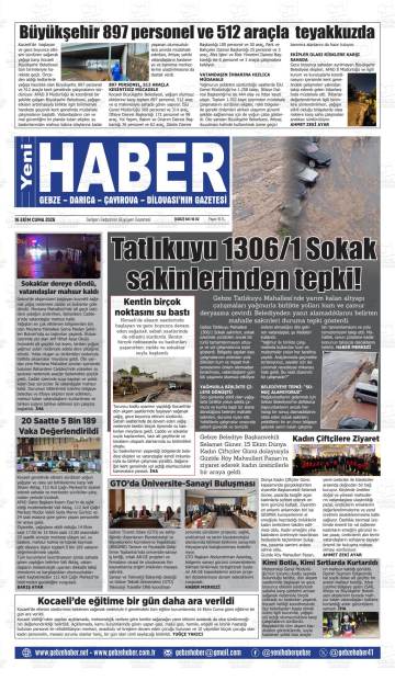 Yeni Haber gazetesi ilk sayfası