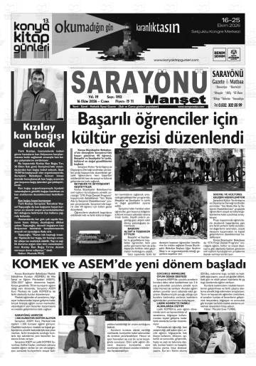 Sarayönü Manşet gazetesi ilk sayfası