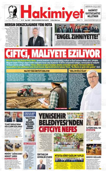 Hakimiyet gazetesi ilk sayfası