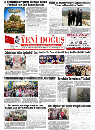 Tarsus Yeni Doğuş gazetesi ilk sayfası