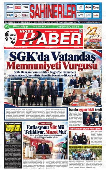 Niğde Haber gazetesi ilk sayfası