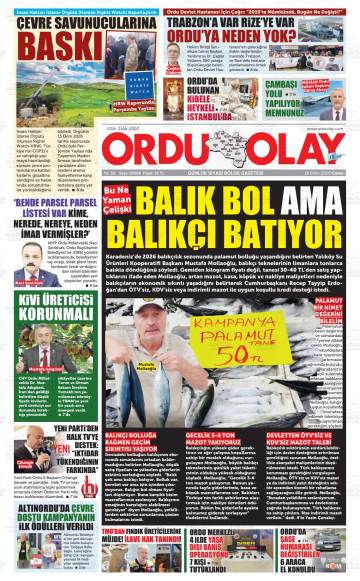 Ordu Olay gazetesi ilk sayfası