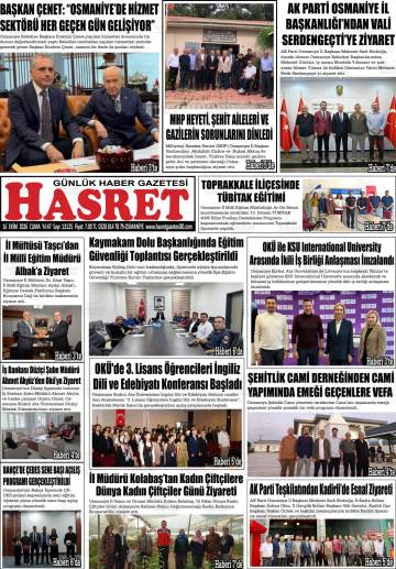 Hasret gazetesi ilk sayfası