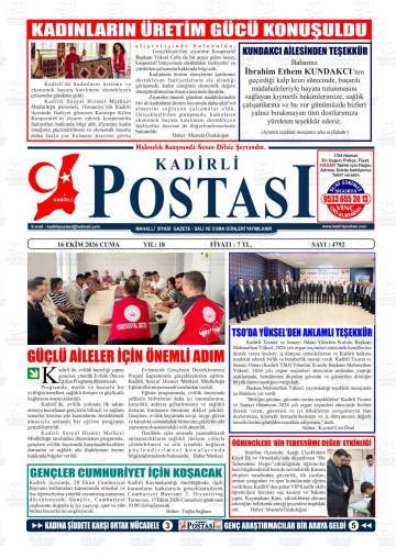 Kadirli Postası gazetesi ilk sayfası