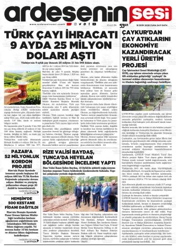 Ardeşenin Sesi gazetesi ilk sayfası