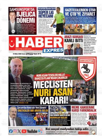 Haber Expres gazetesi ilk sayfası