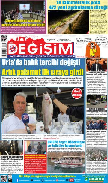 Urfa Değişim gazetesi ilk sayfası