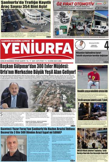 Yeniurfa gazetesi ilk sayfası