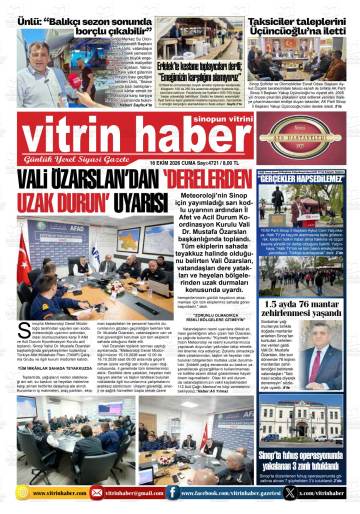 Vitrin Haber gazetesi ilk sayfası