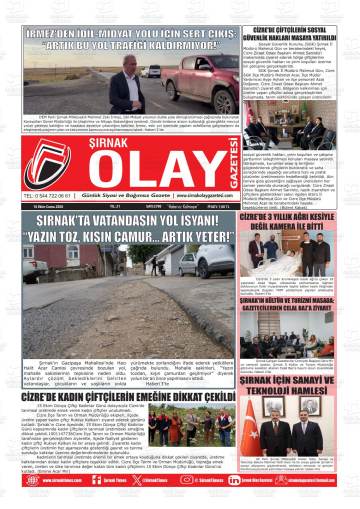 Şırnak Olay gazetesi ilk sayfası
