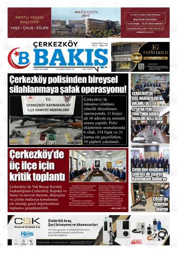 Çerkezköy Bakış gazetesi ilk sayfası
