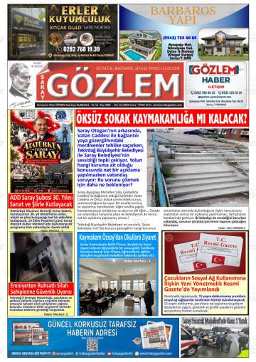 Saray Gözlem gazetesi ilk sayfası
