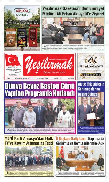 Yeşilırmak gazetesi ilk sayfası