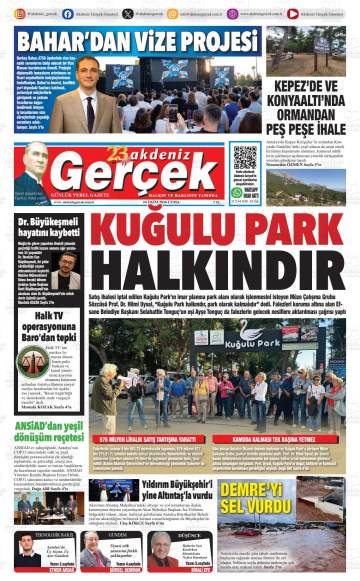 Akdeniz Gerçek gazetesi ilk sayfası