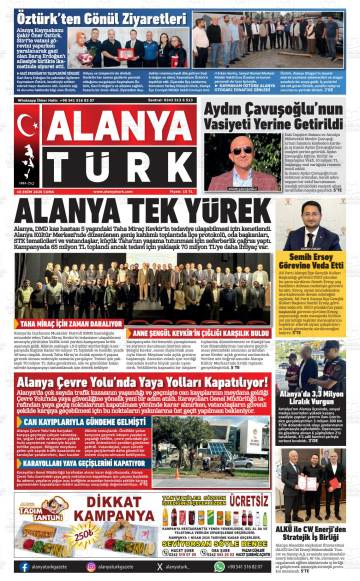 Alanyatürk gazetesi ilk sayfası