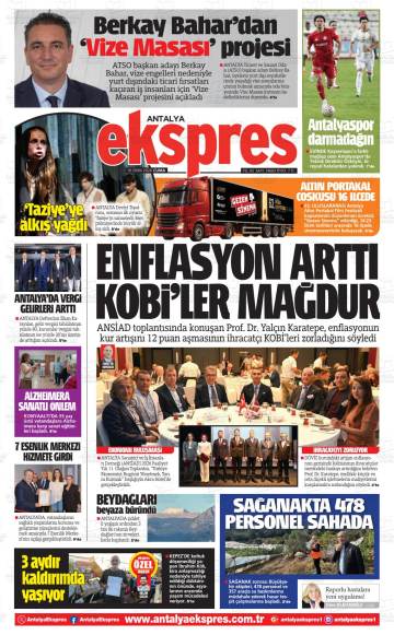 Antalya Ekspres gazetesi ilk sayfası